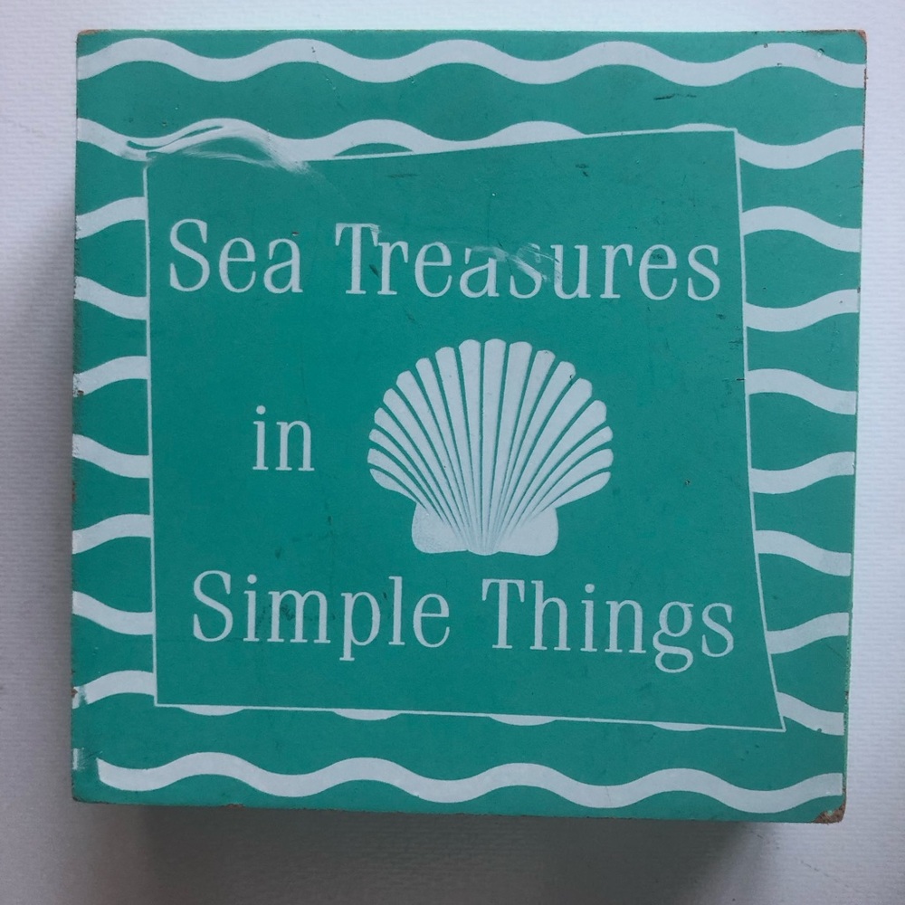 Sea Treasures in Simple Things Decorative Wall Sign - Teal & White